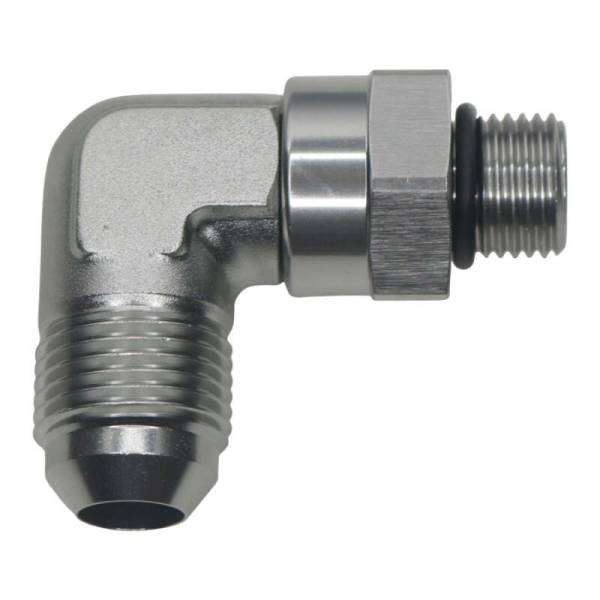DeatschWerks - DeatschWerks 6-02-0413 DeatschWerks 6AN ORB Male Swivel to 8AN Male Flare 90-Degree - Anodized Titanium