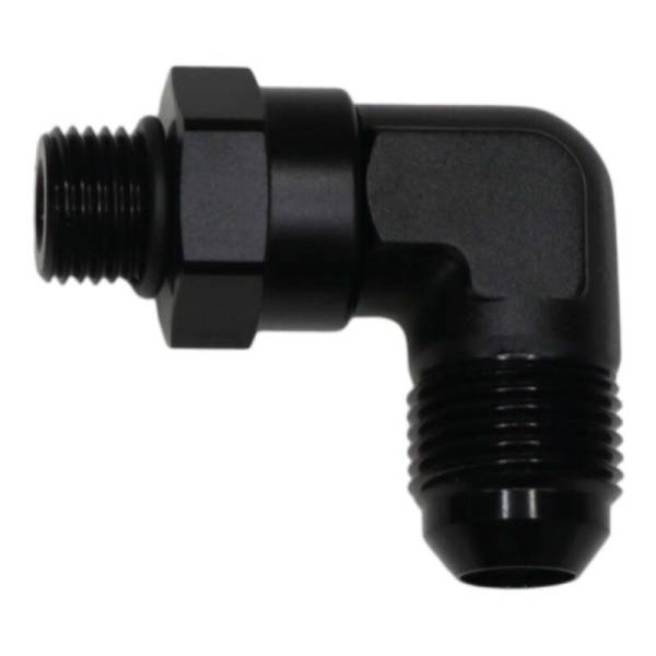 DeatschWerks - DeatschWerks 6-02-0413-B DeatschWerks 6AN ORB Male Swivel to 8AN Male Flare 90-Degree - Anodized Matte Black