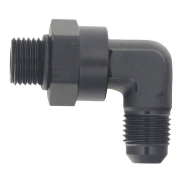 DeatschWerks - DeatschWerks 6-02-0414-B DeatschWerks 6AN ORB Male Swivel to 90-Degree 6AN Male Flare - Anodized Matte Black