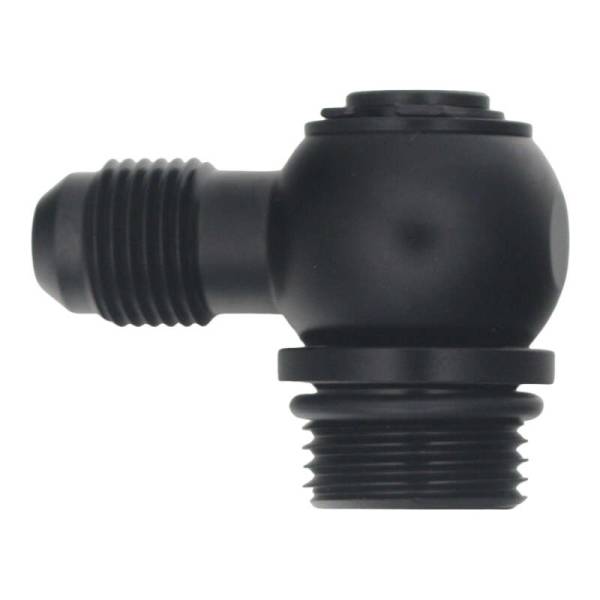 DeatschWerks - DeatschWerks 6-02-0419-B DeatschWerks 8AN ORB Male to 6AN Male Flare Low Profile 90-Degree Swivel - Anodized Matte Black