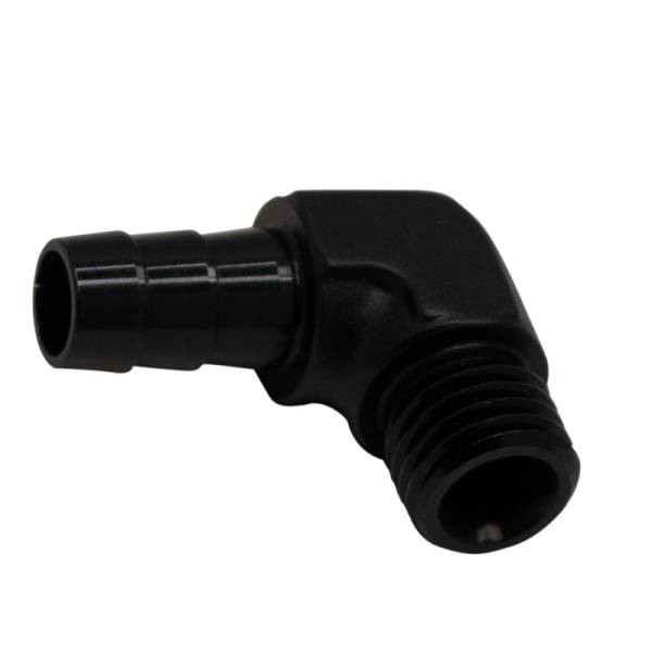 DeatschWerks - DeatschWerks 6-02-0650-B DeatschWerks Metric M12 to 3/8in Hose Barb 90-Degree Fitting w/ Venturi Port - Anodized Matte Black