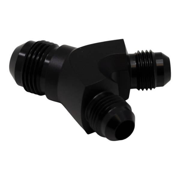 DeatschWerks - DeatschWerks 6-02-0702-B DeatschWerks 6AN Male Flare to 6AN Male Flare to 8AN Male Flare Y Fitting - Anodized Matte Black