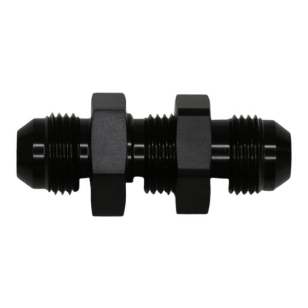 DeatschWerks - DeatschWerks 6-02-0709-B DeatschWerks 8AN Male Flare to 8AN Male Flare Bulkhead Adapter (Incl Nut) - Anodized Matte Black