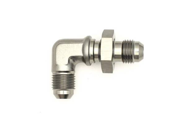 DeatschWerks - DeatschWerks 6-02-0710 DeatschWerks 6AN Male Flare To 6AN Male Flare Bulkhead Adapter 90-Degree (Incl. Nut)