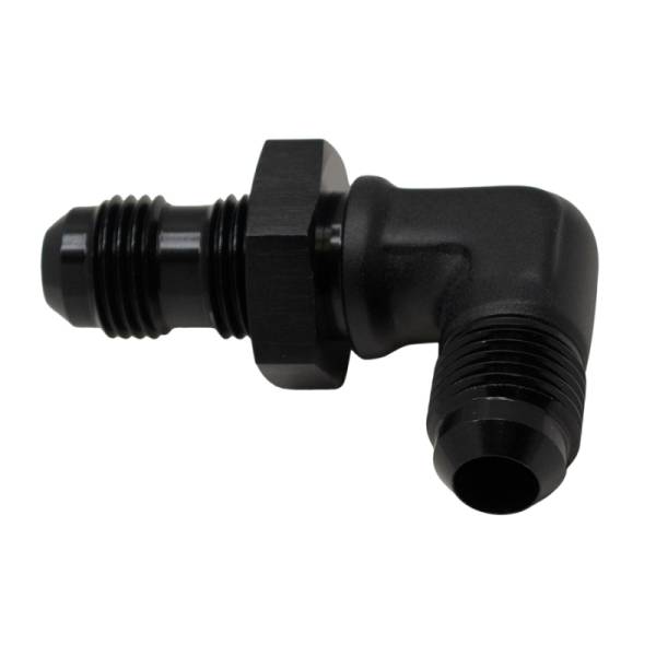 DeatschWerks - DeatschWerks 6-02-0710-B DeatschWerks 6AN Male Flare to 6AN Male Flare Bulkhead Adapter 90-Degree - Anodized Matte Black
