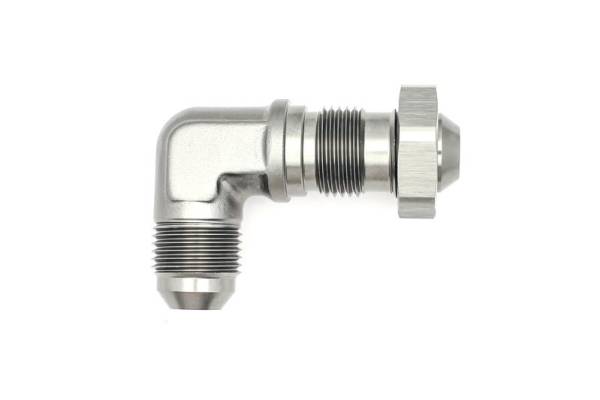 DeatschWerks - DeatschWerks 6-02-0711 DeatschWerks 8AN Male Flare To 8AN Male Flare Bulkhead Adapter 90-Degree (Incl. Nut)