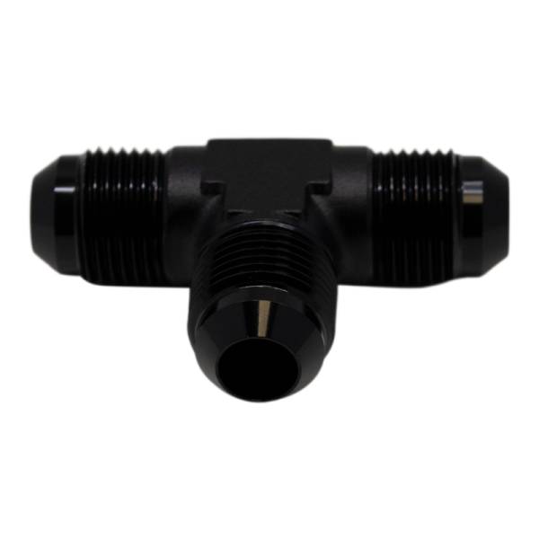 DeatschWerks - DeatschWerks 6-02-0722-B DeatschWerks 8AN Male Flare to 8AN Male Flare to 8AN Male Flare Tee Fitting - Anodized Matte Black