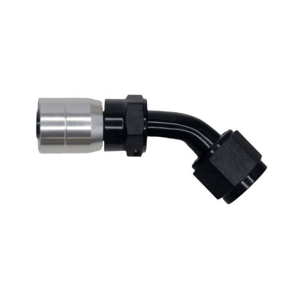 DeatschWerks - DeatschWerks 6-02-0806-C-B DeatschWerks 8AN Female Swivel 45-Degree Crimping Style Hose End CPE - Anodized Matte Black