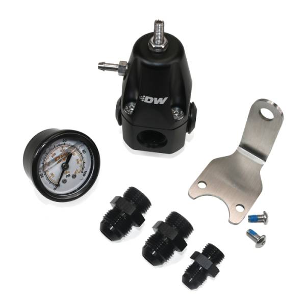 DeatschWerks - DeatschWerks 6-1000-FRB-86 DeatschWerks DWR1000 AFPR + Pressure Gauge + 8AN & 6AN Fittings - Anodized Black
