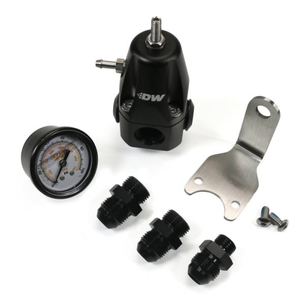 DeatschWerks - DeatschWerks 6-1000-FRB-88 DeatschWerks DWR1000 AFPR + Pressure Gauge + 8AN Fittings - Anodized Black