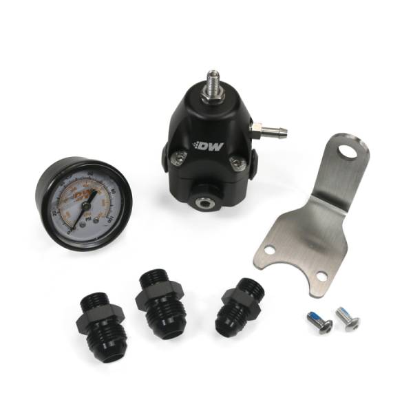 DeatschWerks - DeatschWerks 6-1002-FRB-86 DeatschWerks DWR1000C AFPR + Pressure Gauge + 6AN & 8AN fittings - Anodized Black