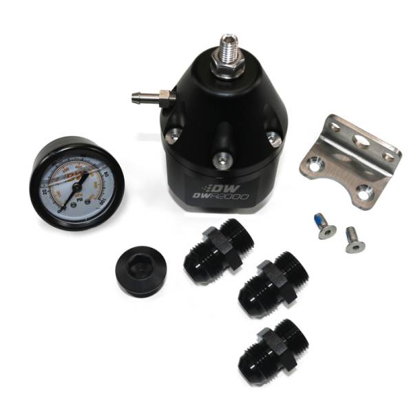 DeatschWerks - DeatschWerks 6-2000-FRB-108 DeatschWerks DWR2000 AFPR + Pressure Gauge + 10AN & 8AN Fittings - Anodized Black