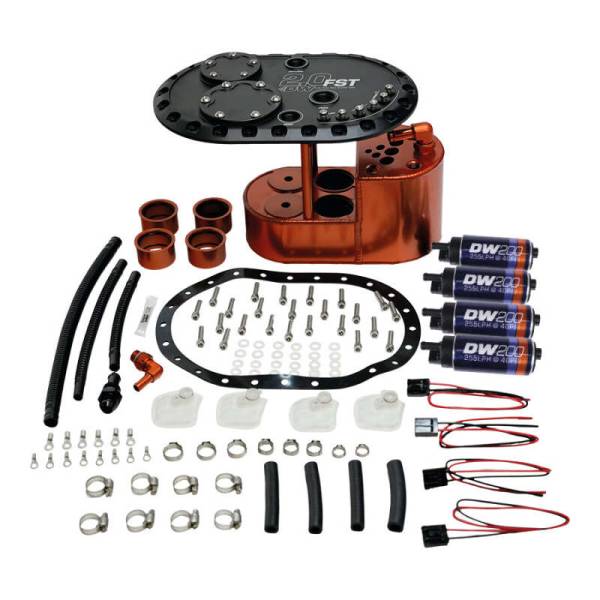DeatschWerks - DeatschWerks 6-201-20FST DeatschWerks 2.0L Staged Fuel Cell Surge Tank (Includes 4 DW200 Fuel Pumps)