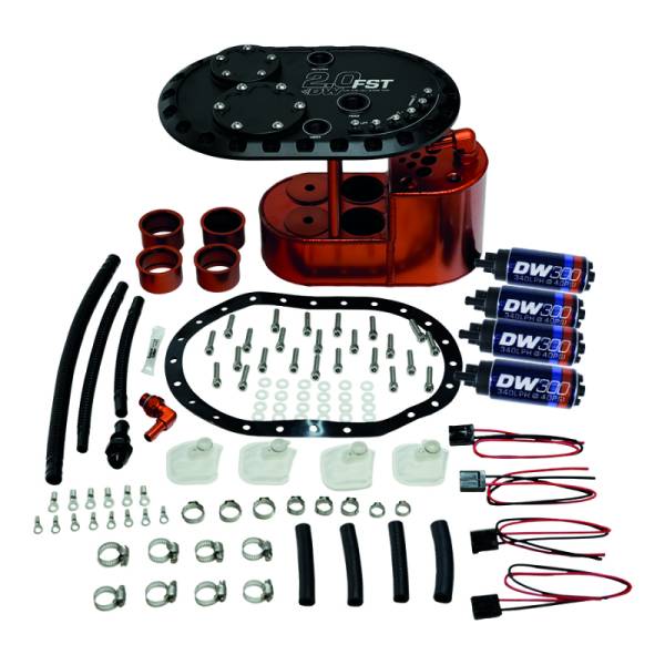 DeatschWerks - DeatschWerks 6-301-20FST DeatschWerks 2.0L Staged Fuel Cell Surge Tank (Includes 4 DW300 Fuel Pumps)