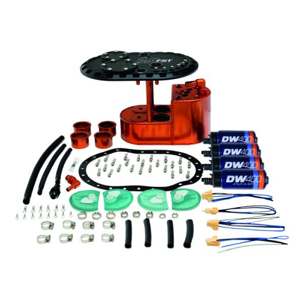 DeatschWerks - DeatschWerks 6-401-20FST DeatschWerks 2.0L Staged Fuel Cell Surge Tank (Includes 4 DW400 Fuel Pumps)