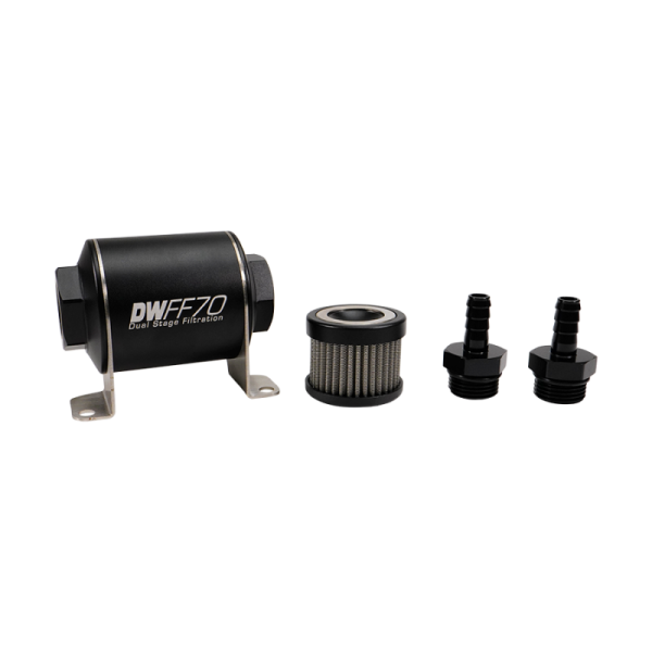 DeatschWerks - DeatschWerks 8-03-070-010K-38 DeatschWerks Stainless Steel 3/8in 10 Micron Universal Inline Fuel Filter Housing Kit (70mm)