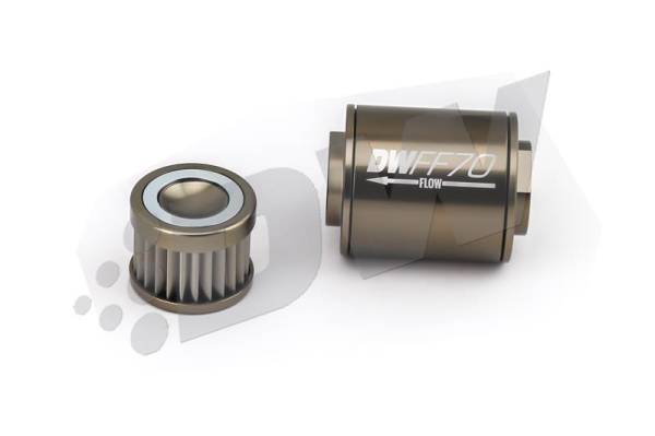 DeatschWerks - DeatschWerks 8-03-070-100K DeatschWerks Stainless Steel 8AN 100 Micron Universal Inline Fuel Filter Housing Kit (70mm)