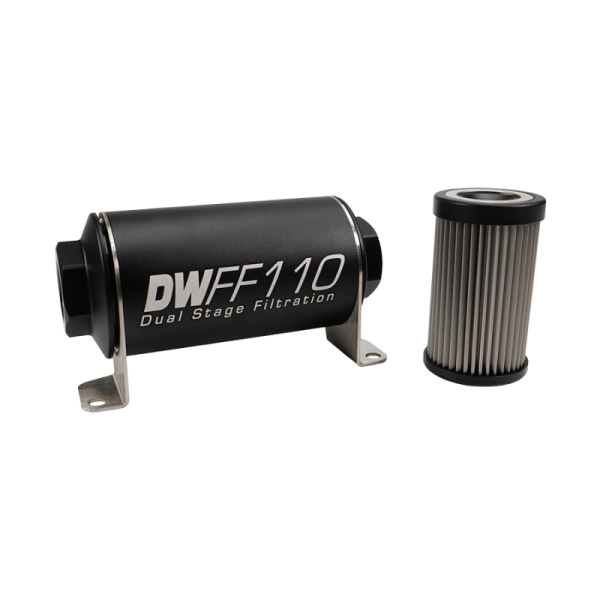 DeatschWerks - DeatschWerks 8-03-110-040K DeatschWerks Stainless Steel 8AN 40 Micron Universal Inline Fuel Filter Housing Kit (110mm)