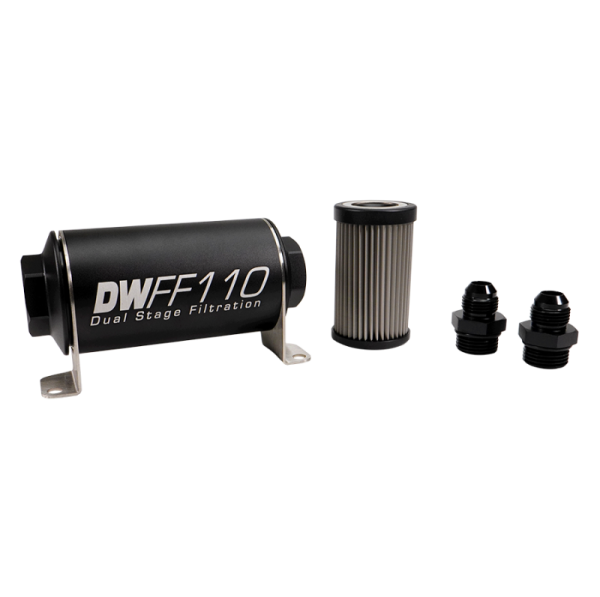 DeatschWerks - DeatschWerks 8-03-110-100K-8 DeatschWerks Stainless Steel 8AN 100 Micron Universal Inline Fuel Filter Housing Kit (110mm)