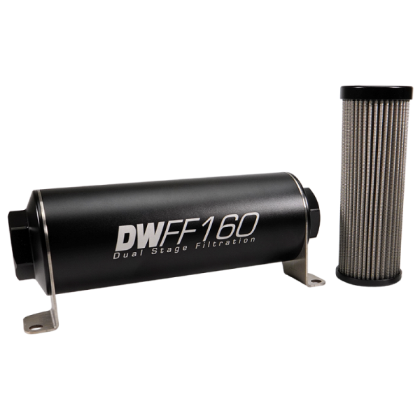 DeatschWerks - DeatschWerks 8-03-160-100K DeatschWerks Stainless Steel 10AN 100 Micron Universal Inline Fuel Filter Housing Kit (160mm)