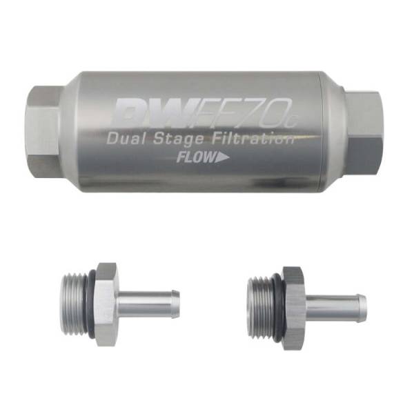 DeatschWerks - DeatschWerks 8-03-70C-010K-516 DeatschWerks 5/16in 10 Micron 70mm Compact In-Line Fuel Filter Kit