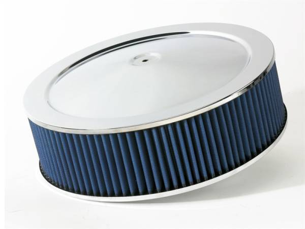 aFe - aFe 18-21402 aFe MagnumFLOW Air Filters Round Racing P5R A/F Chrome Assy 14x4: Blk/Blue E/M