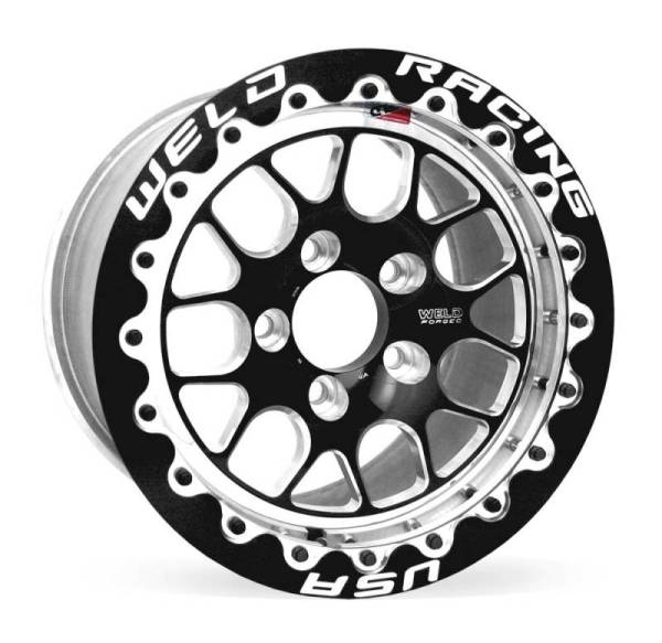 Weld - Weld 77LB509A35F Weld S77 15x9.33 / 5x4.5 BP / 3.5in. BS Black Wheel (Low Pad) - Black Single Beadlock MT