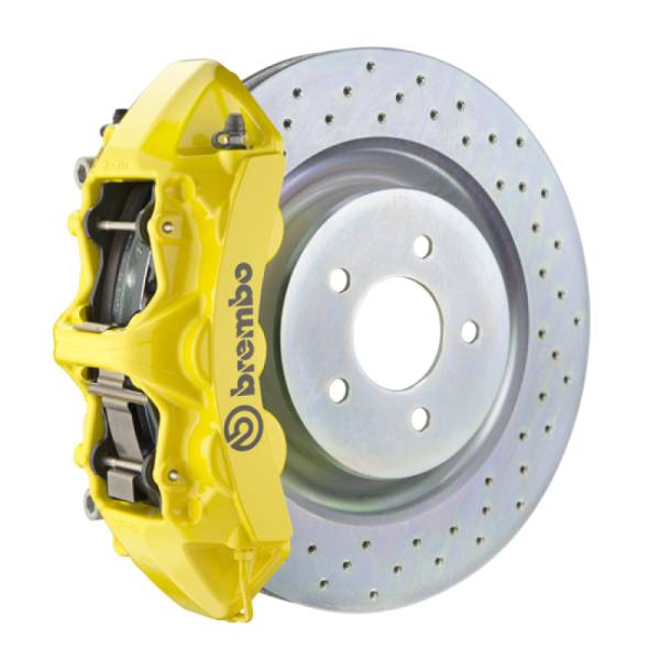 Brembo - Brembo 1N4.8001A5 Brembo 10-15 Camaro V6 Front GT BBK 6 Piston Cast 355x32 1pc Rotor Drilled- Yellow