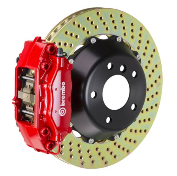 Brembo - Brembo 1P1.8005A2 Brembo 14+ Mini Cooper/Mini Cooper S Hardtop Fr GT BBK 4 Piston Cast 345x28 2pc Rotor Drilled-Red