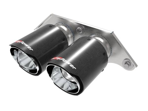aFe - aFe 49C36435-C aFe Power Mach Force Xp 4in 304 SS Bolt-On Exhaust Tips Carbon Fiber 14-19 Porsche 911 GT3 3.8L/4.0L