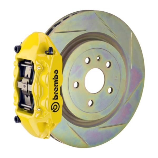 Brembo - Brembo 1P5.7001A5 Brembo 08-13 C30 Front GT BBK 4 Piston Cast 336 x28 1pc Rotor Slotted Type-1- Yellow