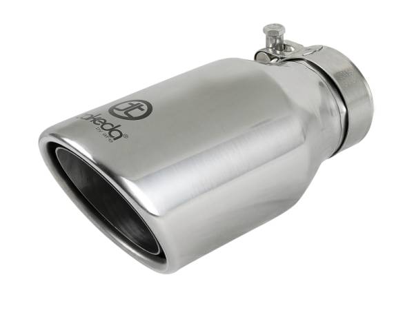 aFe - aFe 49T25404-P08 aFe Takeda 304 Stainless Steel Clamp-On Exhaust Tip 2.5in. Inlet / 4in. Outlet / 8in. L - Polished