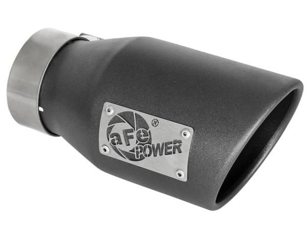 aFe - aFe 49T30451-B091 aFe MACH Force-Xp 3in 304 SS Metallic Black Exhaust Tip 3in In x 4-1/2in Out x 9in L Clamp-On Right