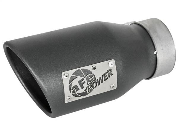 aFe - aFe 49T30452-B091 aFe MACH Force-Xp 3in 304 SS Metallic Black Exhaust Tip 3in In x 4-1/2in Out x 9in L Bolt-On Left