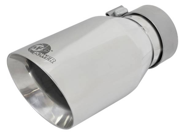 aFe - aFe 49T30454-P092 aFe MACH Force-Xp Univ 304 SS Double-Wall Clamp-On Exhaust Tip - Polished - 3in Inlet - 4.5in Outlet