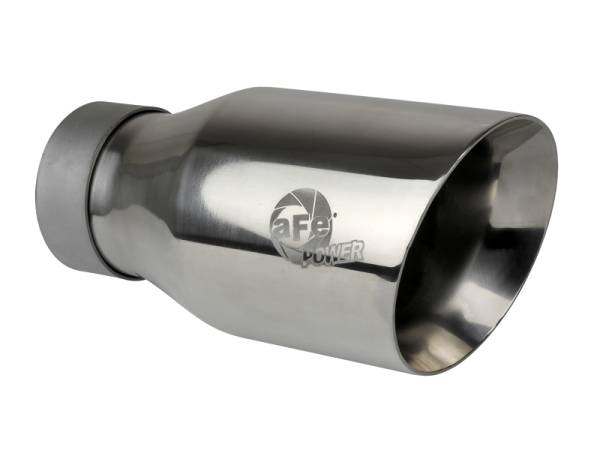 aFe - aFe 49T30454-P093 aFe MACH Force-Xp Univ 304 SS Double-Wall Clamp-On Exhaust Tip - Polished - 3in Inlet - 4.5in Outlet