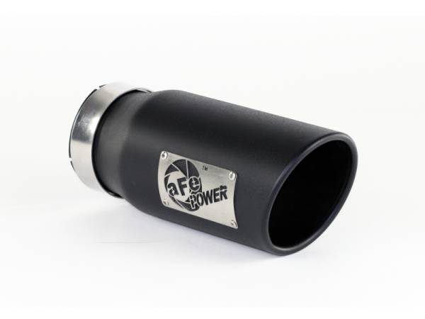 aFe - aFe 49T40501-B12 aFe Power Diesel Exhaust Tip Black- 4 in In x 5 out X 12 in Long Bolt On (Right)