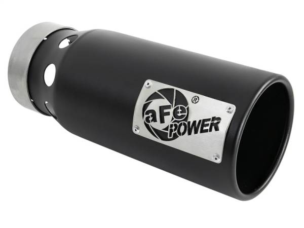 aFe - aFe 49T40501-B122 aFe SATURN 4S 4in SS Intercooled Exhaust Tip - Black 4in In x 5in Out x 12in L Bolt-On