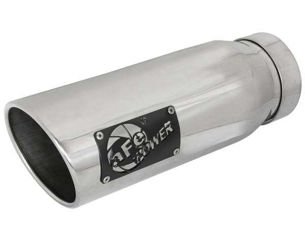 aFe - aFe 49T40502-P12 aFe MACH Force-Xp 304 SS Clamp-on Exhaust Tip Polished Left Side 4 IN Inlet x 5 IN Outlet x 12 IN L