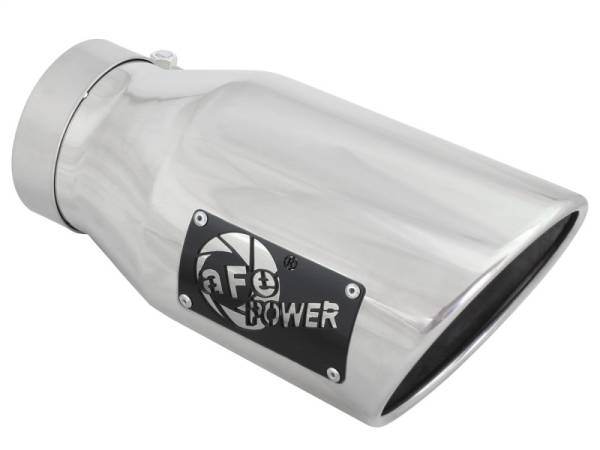 aFe - aFe 49T40601-P12 aFe MACH Force-XP 304 SS Right Side Single Wall Polished Exhaust Tip 4in Inlet x 6in Outlet x 12in L