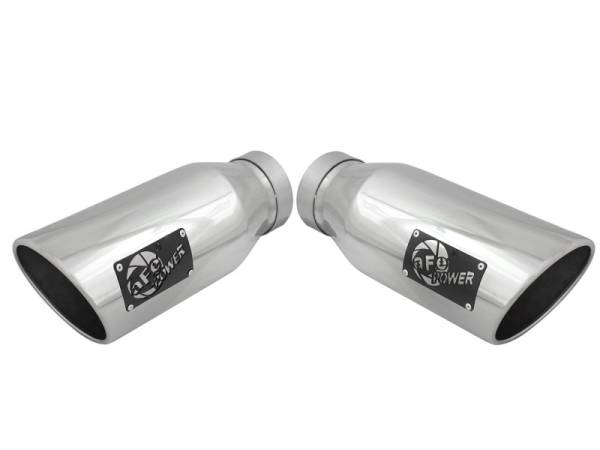 aFe - aFe 49T40606-P15 aFe MACH Force-XP 304 SS Single Wall Polished Exhaust Tip Pair 4in Inlet x 6in Outlet x 15in L