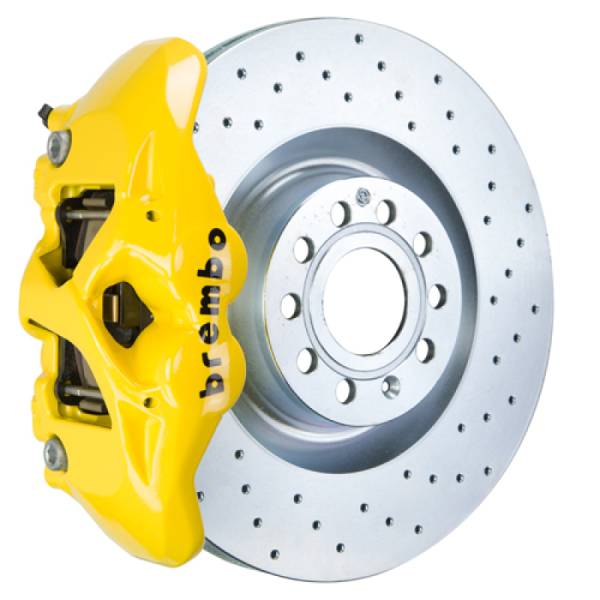 Brembo - Brembo 1S4.8001A5 Brembo 07-15 TT 2.0T/07-15 TT 3.2L/09-15 TTS Fr GT BBK 4 Pist Cast 345x30 1pc Rotor Drilled- Yellow
