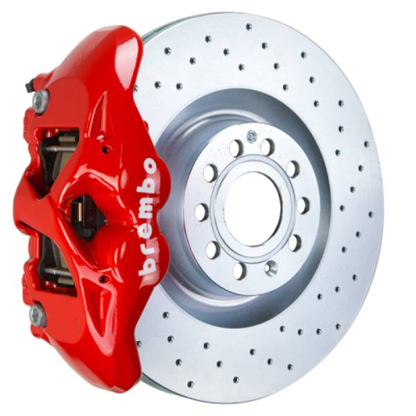 Brembo - Brembo 1S4.8002A2 Brembo 05-10 Jetta GLI Front GT BBK 4 Piston Cast 345x30 1pc Rotor Drilled-Red