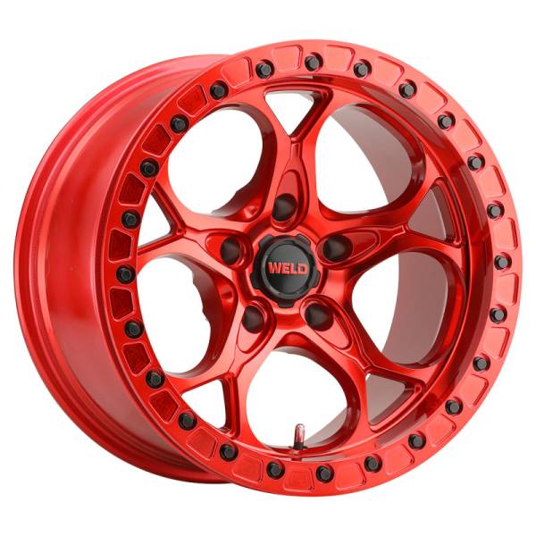 Weld - Weld W90670075450 Weld Off-Road W906 17X10 Ledge Beadlock 5X127 ET-25 BS4.50 Candy Red / Red Ring 71.5