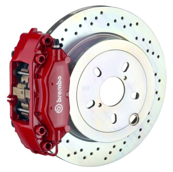 Brembo - Brembo 2C4.5001A2 Brembo 66-89 911S/SC/Carrera Rear GT BBK 4 Piston Cast 2pc 309x28 1pc Rotor Drilled-Red