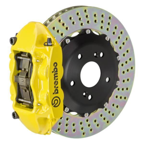 Brembo - Brembo 2P1.6010A5 Brembo 06-09 S2000 Rear GT BBK 4 Piston Cast 328x28 2pc Rotor Drilled- Yellow