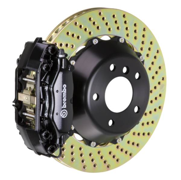 Brembo - Brembo 2P1.8025A1 Brembo 89-98 Skyline GTR/99-01 Skyline GTR Rear GT BBK 4 Piston Cast 345x28 2pc Rotor Drilled-Black