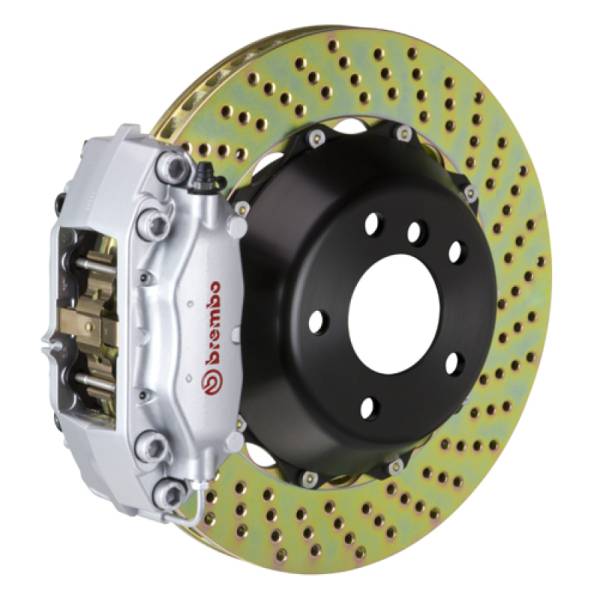 Brembo - Brembo 2P1.8030A3 Brembo 05-1ster/06-12 Cayman Rear GT BBK 4 Piston Cast 345x28 2pc Rotor Drilled-Silver