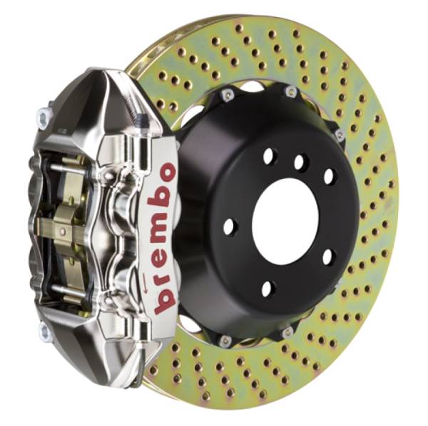 Brembo - Brembo 2P1.8034AR Brembo 08-09 CLK63 AMG Black Series Rear GTR BBK 4 Piston Billet 345x28 2pc Rotor Drilled- Nickel
