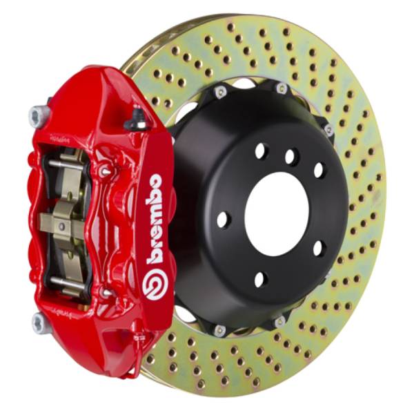 Brembo - Brembo 2P1.9061A2 Brembo 18+ Wrangler 2-Door/Wrangler 4-Door Rear GT BBK 4 Piston Cast 380x28 2pc Rotor Drilled-Red